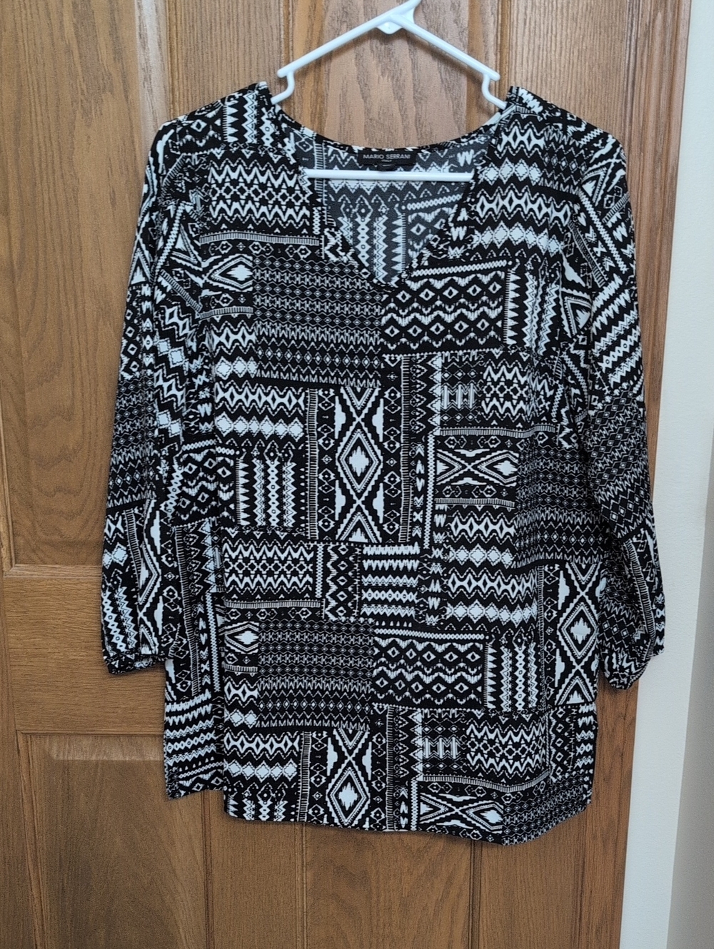 Mario Serrani Black and White Geometric Tunic